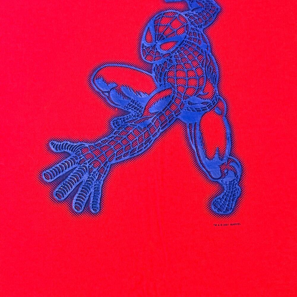 VTG 2001 Marvel Spider-Man Shirt Changes Tag Size L Red Blue Graphic Made in USA